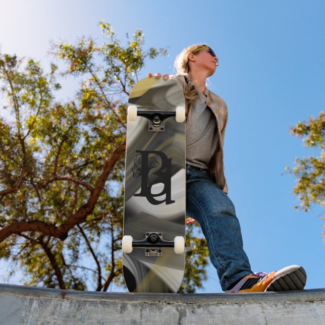 Skateboard Trend Abstrakt Art Black White Guld (Utomhus 1)