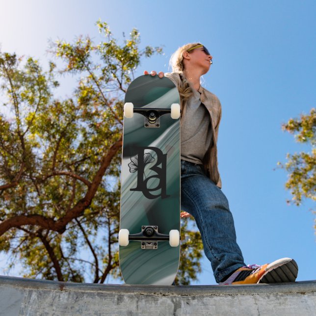 Skateboard Trend Abstrakt Konst Svart Vitt Grönt (Utomhus 1)