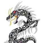 Skateboard Twin Tribal Dragon<br><div class="desc">Tvillingstamdraken på guld färg på bakgrunden! Den här Tattoo Dragon fördubblades med röda ögon silver taloner! Funktionell konst eller väggkonst för alla rum,  unga eller äldre! Obs! Det finns ingen riktig guld löv i den här produkten.</div>