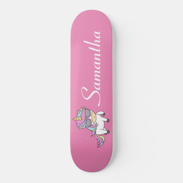 Skateboard Unicorn Rosa Glitter Skateboard (Framsida)