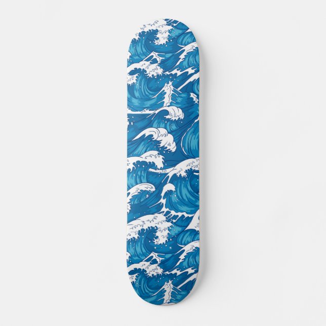Skateboard vagues japonaises bleues (Framsida)