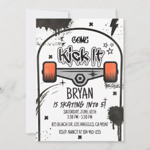 Skateboard vit inbjudan
