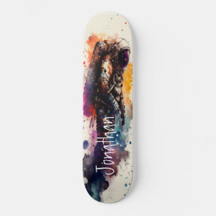 Skateboard Watercolor flygande astronaut