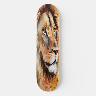 Skateboard Watercolor Golden Lejonare Kung