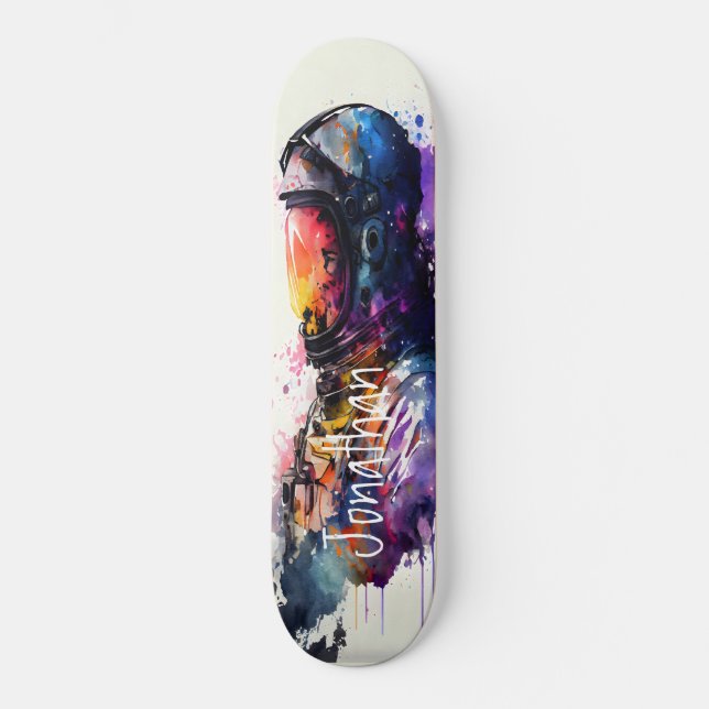 Skateboard Watercolor Spaceman (Framsida)