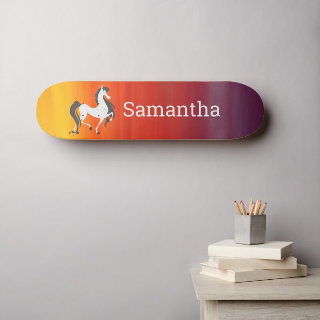 Skateboard White Horse Rainbow (Väggkonst (Horz))