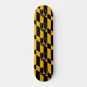 Skateboard with flagga of Baltimore, Maryland, USA