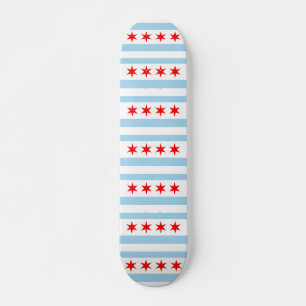 Skateboard with flagga of Chicago, Illinois
