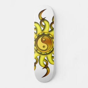 Skateboard Yin Yang sol, gult guld
