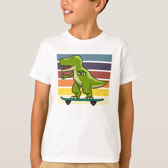 Skateboardåkande dinosaurie T-Rex T Shirt (Framsida)