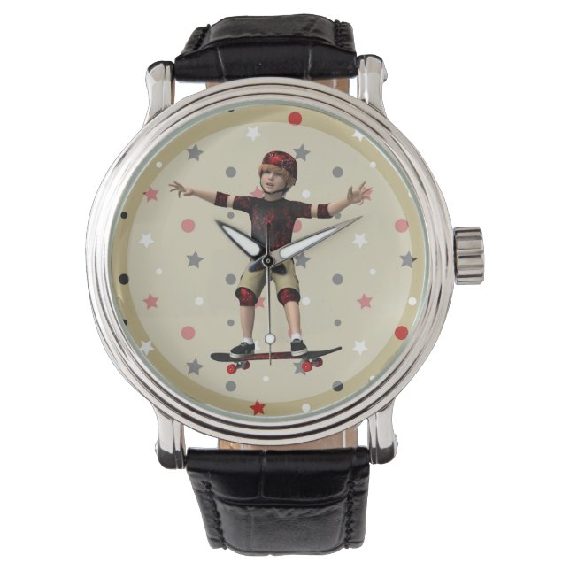 Skateboardåkare Armbandsur (Framsida)