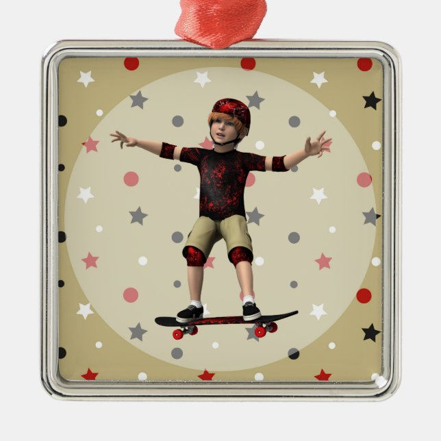 Skateboardåkare Julgransprydnad Metall (Framsidan)