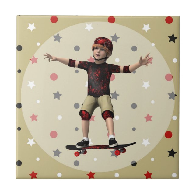Skateboardåkare Kakelplatta (Framsidan)