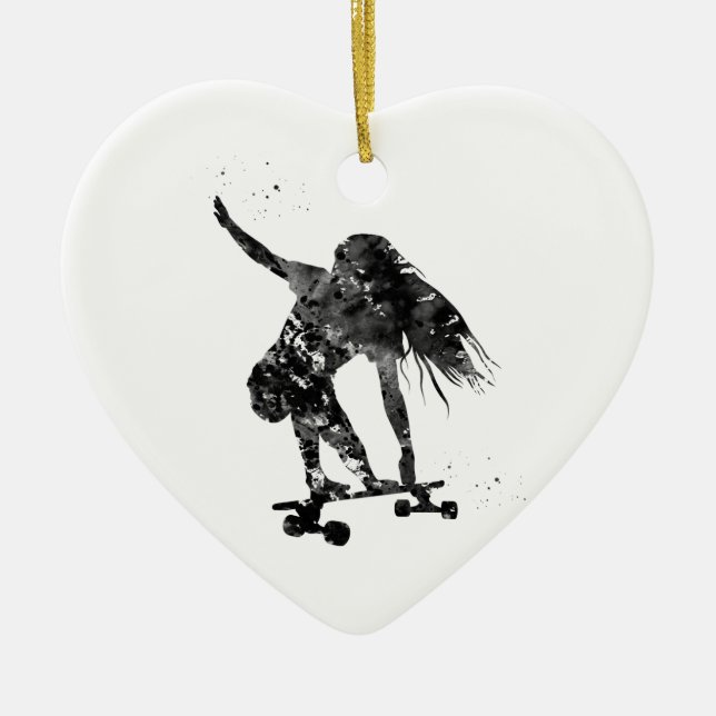 Skateboardåkare, skateboard julgransprydnad keramik (Framsidan)