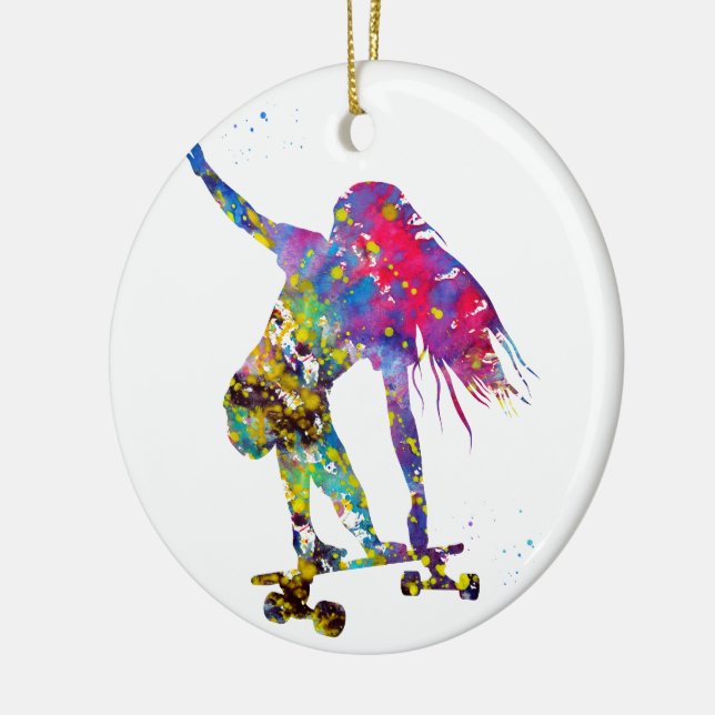 Skateboardåkare, skateboard julgransprydnad keramik (Vänster)
