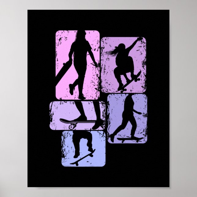 Skateboardåkare Skater Tjej Skateboardåkande Barn  Poster (Framsidan)