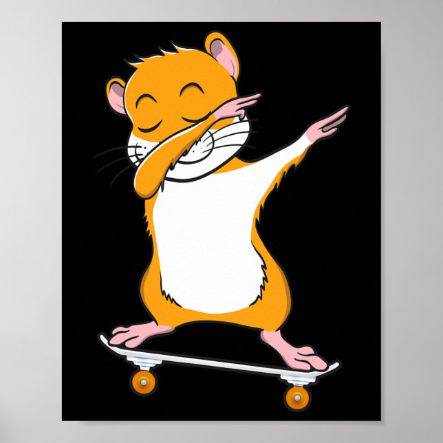 Skateboardande Hamster På Skateboard Presenter För Poster (Framsidan)