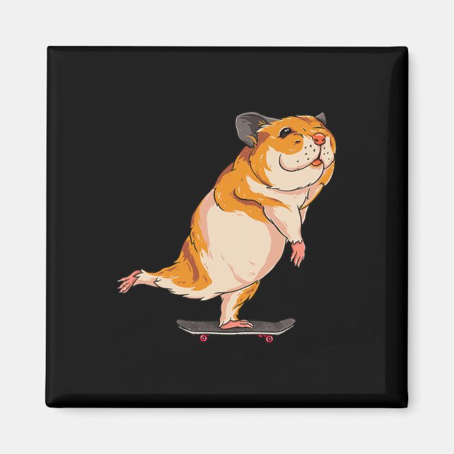 Skateboardande hamster - Söt skate rödhamster skat Magnet (Framsidan)