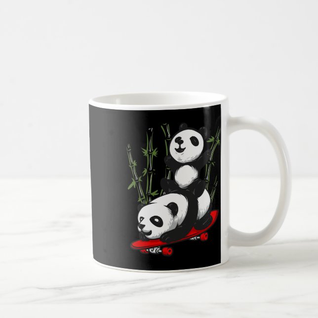 Skateboardande Panda Björn Vild Rolig Panda Skateb Kaffemugg (Höger)