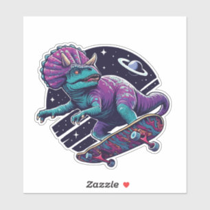 Skateboardande Rymd Dinosaurie Klistermärken