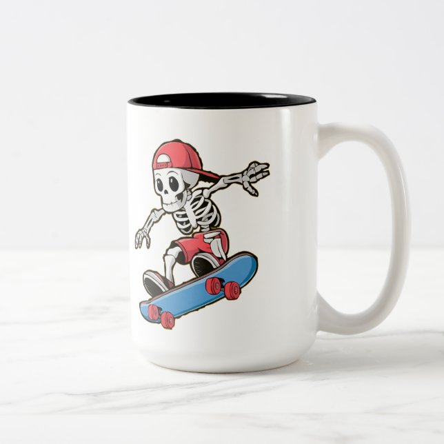 Skateboardande Skelett Mugg (Höger)