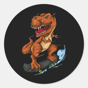 Skateboardande T-Rex - Söt Trex Dinosaurie Skatebo Runt Klistermärke
