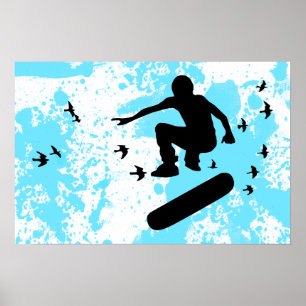 Skateboardbord med fåglar poster