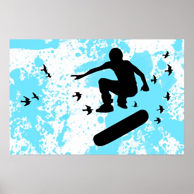 Skateboardbord med fåglar poster (Framsidan)