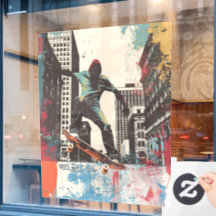 Skateboardbutik Väggkonst Ridning På En Räling