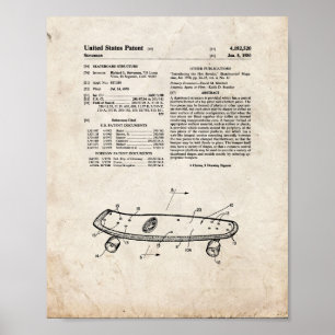 Skateboarden strukturerar patent - gammal Look Poster