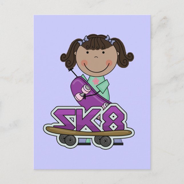 SKATEBOARDER - African American Girl Tshirts Vykort (Framsida)