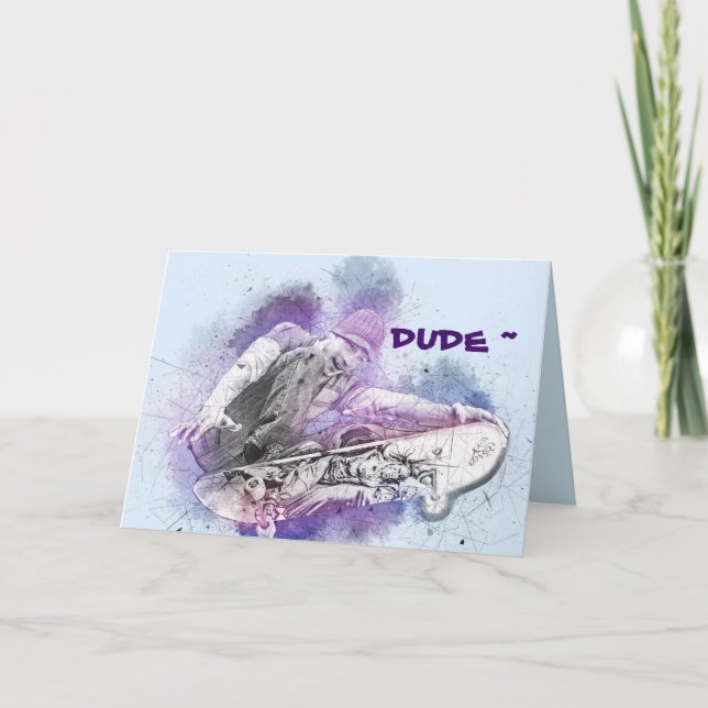 SKATEBOARDER BIRTHDAY CARD TACK KORT (Framsida)