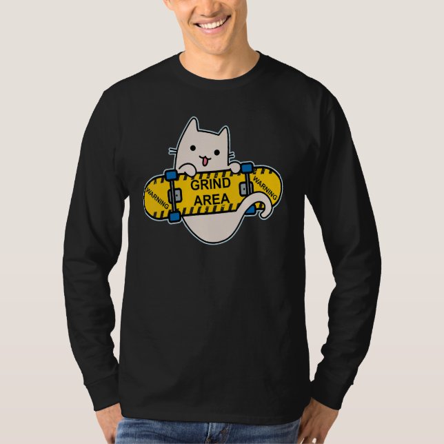 Skateboarder Cat Skateboarding on Skateboard Grind T Shirt (Framsida)