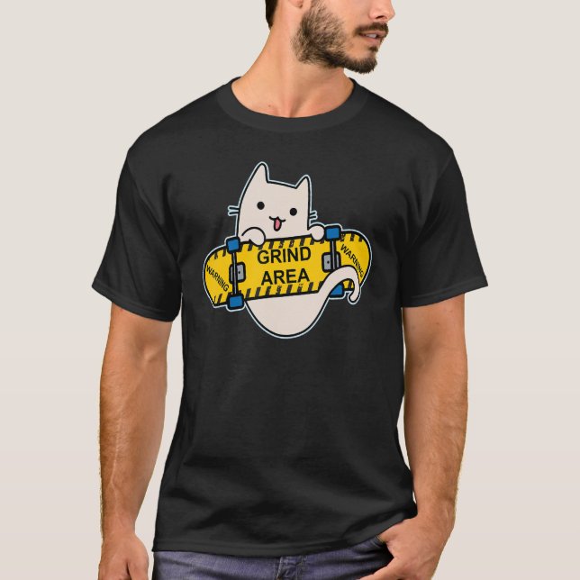 Skateboarder Cat Skateboarding on Skateboard Grind T Shirt (Framsida)