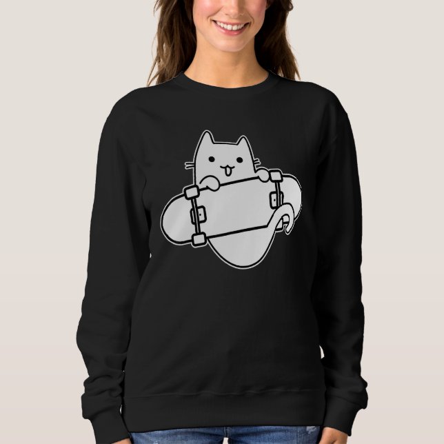 Skateboarder Cat Skateboarding on Skateboard Outli T Shirt (Framsida)