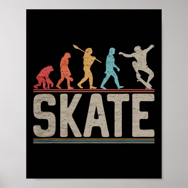Skateboarder Evolution Skater Skateboard Och Skate Poster (Framsidan)