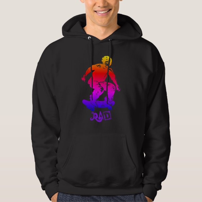 Skateboarder för regnbåge för skaterpojkeRad Hoodie (Framsida)