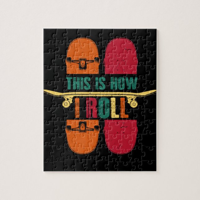 Skateboarder Gift Funny Pussel (Vertikal)