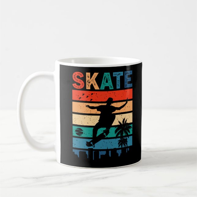 Skateboarder Gift Skateboard Retro Kaffemugg (Vänster)