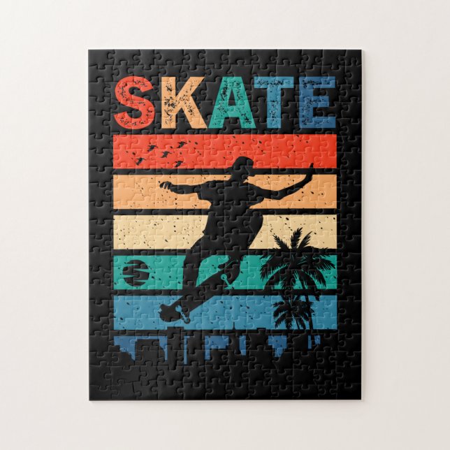 Skateboarder Gift Skateboard Retro Pussel (Vertikal)