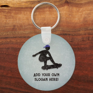 Skateboarder Guy doing Tricks, add text both sides Nyckelring