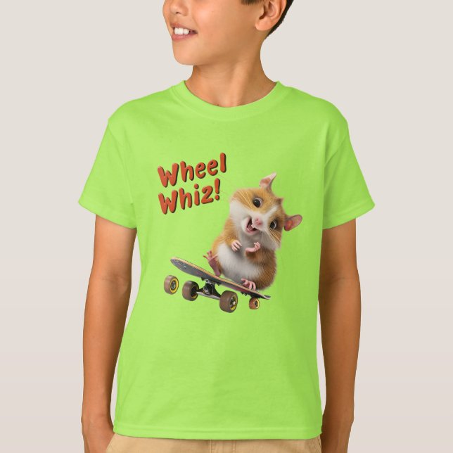 Skateboarder Hampster Wheel Whiz T Shirt (Framsida)