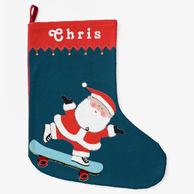Skateboarder Helgdag Gift Stor julklapp Julstrumpa (Framsidan)