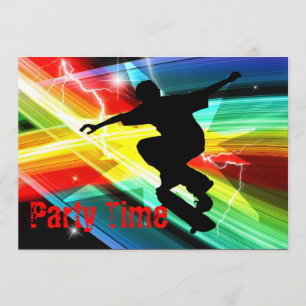 Skateboarder i Criss Kor Blixt Party Inbjudningar