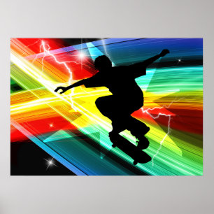 Skateboarder i Criss Kor Lightning Poster