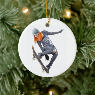 Skateboarder Julgransprydnad Keramik