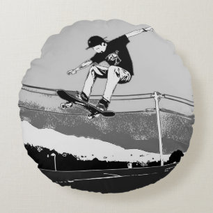Skateboarder Komma Luft - Skateboarderdesign Rund Kudde