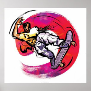 Skateboarder med färgfull bakgrund Poster