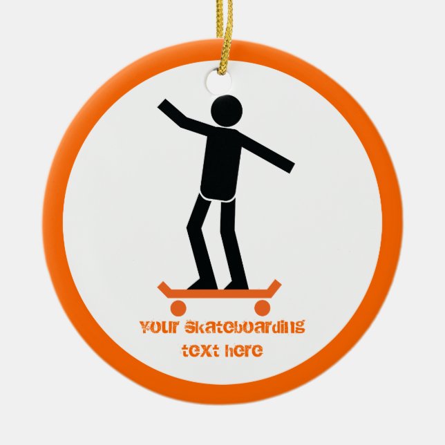 Skateboarder på sin anpassningsbar på skateboard julgransprydnad keramik (Framsidan)