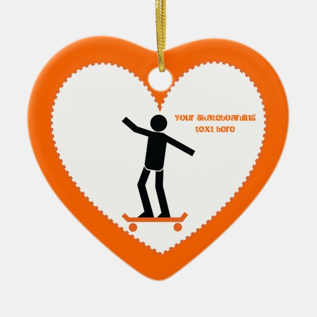 Skateboarder på sin anpassningsbar på skateboard julgransprydnad keramik (Framsidan)